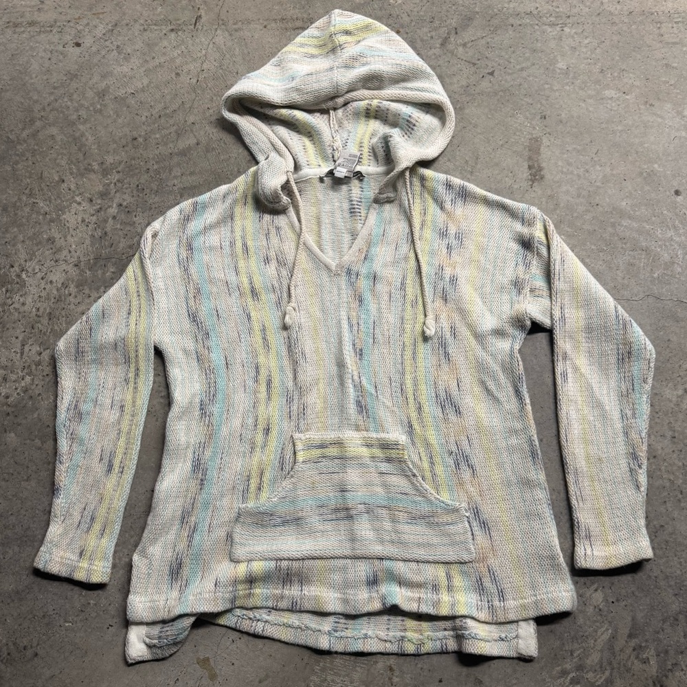 American Rag Women’s Blue Striped Multicolor Hooded Sweater Size‎ S